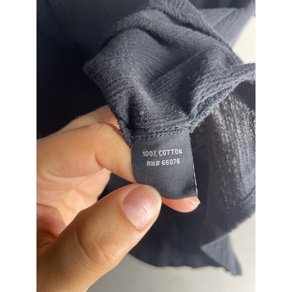 Raviya Black Button Down Gauzy Cotton Mini Shirt Dress Swim Cover Size Large - Picture 4 of 4